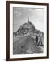 Couple Walking on Causeway Toward Mont Saint Michel-Ralph Morse-Framed Photographic Print