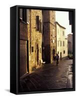 Couple Walking on Narrow Street, Radda in Chianti, Tuscany, Italy-Merrill Images-Framed Stretched Canvas