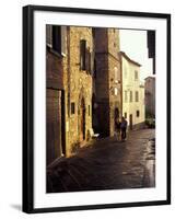 Couple Walking on Narrow Street, Radda in Chianti, Tuscany, Italy-Merrill Images-Framed Photographic Print