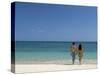 Couple Walking on Sandy Beach, Chapera Island (Contadora), Las Perlas Archipelago, Panama-Sergio Pitamitz-Stretched Canvas