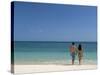 Couple Walking on Sandy Beach, Chapera Island (Contadora), Las Perlas Archipelago, Panama-Sergio Pitamitz-Stretched Canvas