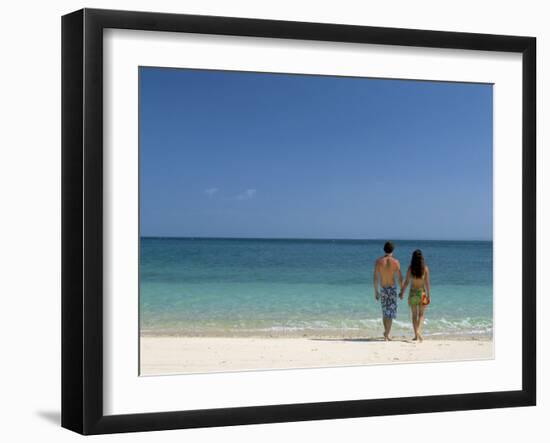 Couple Walking on Sandy Beach, Chapera Island (Contadora), Las Perlas Archipelago, Panama-Sergio Pitamitz-Framed Photographic Print