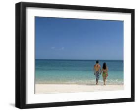 Couple Walking on Sandy Beach, Chapera Island (Contadora), Las Perlas Archipelago, Panama-Sergio Pitamitz-Framed Photographic Print