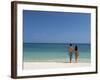 Couple Walking on Sandy Beach, Chapera Island (Contadora), Las Perlas Archipelago, Panama-Sergio Pitamitz-Framed Photographic Print