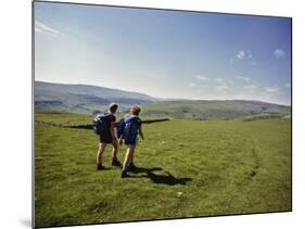 Couple Walking on the Dalesway Long Distance Footpath, Near Kettlewell, Yorkshire-Nigel Blythe-Mounted Photographic Print