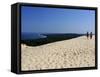 Couple Walking on the Dunes Du Pyla, Bay of Arcachon, Cote D'Argent, Aquitaine, France, Europe-Peter Richardson-Framed Stretched Canvas