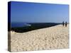 Couple Walking on the Dunes Du Pyla, Bay of Arcachon, Cote D'Argent, Aquitaine, France, Europe-Peter Richardson-Stretched Canvas