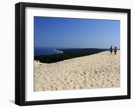 Couple Walking on the Dunes Du Pyla, Bay of Arcachon, Cote D'Argent, Aquitaine, France, Europe-Peter Richardson-Framed Premium Photographic Print