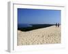 Couple Walking on the Dunes Du Pyla, Bay of Arcachon, Cote D'Argent, Aquitaine, France, Europe-Peter Richardson-Framed Premium Photographic Print