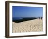 Couple Walking on the Dunes Du Pyla, Bay of Arcachon, Cote D'Argent, Aquitaine, France, Europe-Peter Richardson-Framed Photographic Print