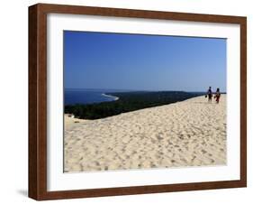 Couple Walking on the Dunes Du Pyla, Bay of Arcachon, Cote D'Argent, Aquitaine, France, Europe-Peter Richardson-Framed Photographic Print