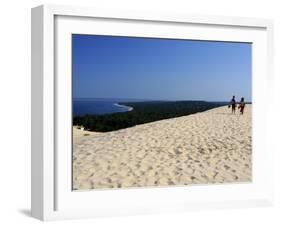 Couple Walking on the Dunes Du Pyla, Bay of Arcachon, Cote D'Argent, Aquitaine, France, Europe-Peter Richardson-Framed Photographic Print