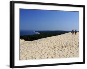 Couple Walking on the Dunes Du Pyla, Bay of Arcachon, Cote D'Argent, Aquitaine, France, Europe-Peter Richardson-Framed Photographic Print