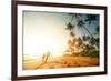 Couple Walking on the Sandy Beach with Palm Trees-Dudarev Mikhail-Framed Photographic Print