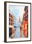 Couple Walking on the Streets of Paris against the Backdrop of the Eiffel Tower, Abstract Oil Paint-Fresh Stock-Framed Art Print