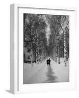 Couple Walking Through a Snow Covered Road-Carl Mydans-Framed Photographic Print