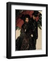 Couple Walking Through the Snow, Greeting Card by Anna Whelan Betts, c.1900-null-Framed Giclee Print