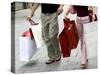 Couple Walking with Shopping Bags on Konigsallee, Dusseldorf, North Rhine Westphalia, Germany-Yadid Levy-Stretched Canvas