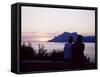 Couple Watching Sunset Near Porto, Corsica, France, Mediterranean-Yadid Levy-Framed Stretched Canvas