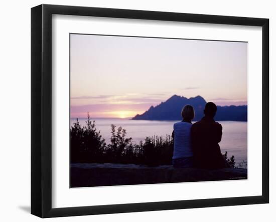 Couple Watching Sunset Near Porto, Corsica, France, Mediterranean-Yadid Levy-Framed Photographic Print