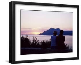 Couple Watching Sunset Near Porto, Corsica, France, Mediterranean-Yadid Levy-Framed Photographic Print