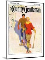 "Couple Wearing Snowshoes," Country Gentleman Cover, February 1, 1930-McClelland Barclay-Mounted Giclee Print