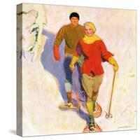 "Couple Wearing Snowshoes,"February 1, 1930-McClelland Barclay-Stretched Canvas