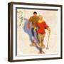 "Couple Wearing Snowshoes,"February 1, 1930-McClelland Barclay-Framed Giclee Print