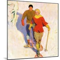 "Couple Wearing Snowshoes,"February 1, 1930-McClelland Barclay-Mounted Giclee Print