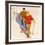 "Couple Wearing Snowshoes,"February 1, 1930-McClelland Barclay-Framed Giclee Print