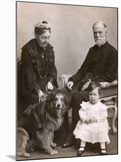Couple with Grandson and Dog-null-Mounted Photographic Print