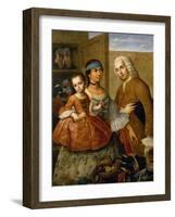 Couple with Little Girl (De Espanol y Mestiza, Castiza), Museo de America, Madrid, Spain-Miguel Cabrera-Framed Giclee Print