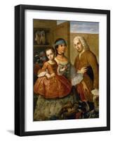 Couple with Little Girl (De Espanol y Mestiza, Castiza), Museo de America, Madrid, Spain-Miguel Cabrera-Framed Giclee Print