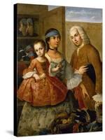 Couple with Little Girl (De Espanol y Mestiza, Castiza), Museo de America, Madrid, Spain-Miguel Cabrera-Stretched Canvas