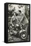 Couple with Motorcycle-null-Framed Stretched Canvas