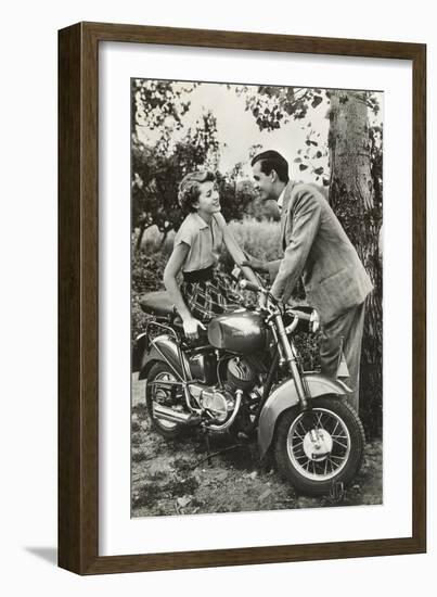 Couple with Motorcycle-null-Framed Art Print