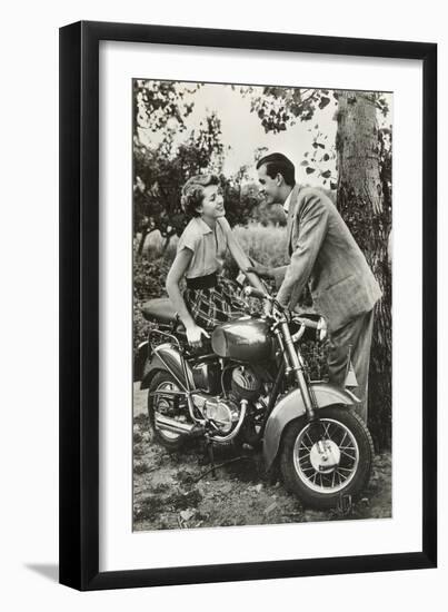 Couple with Motorcycle-null-Framed Art Print