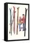 Couple with Sets of Skis-null-Framed Stretched Canvas