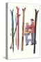 Couple with Sets of Skis-null-Stretched Canvas