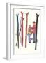 Couple with Sets of Skis-null-Framed Art Print