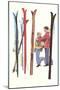 Couple with Sets of Skis-null-Mounted Art Print