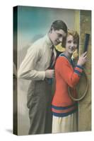 Couple with Tennis Rackets-null-Stretched Canvas