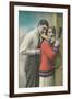 Couple with Tennis Rackets-null-Framed Art Print