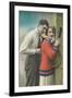 Couple with Tennis Rackets-null-Framed Art Print