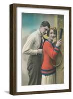 Couple with Tennis Rackets-null-Framed Art Print