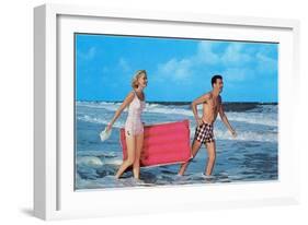 Couple with Toy Raft-null-Framed Art Print