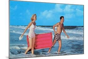 Couple with Toy Raft-null-Mounted Art Print