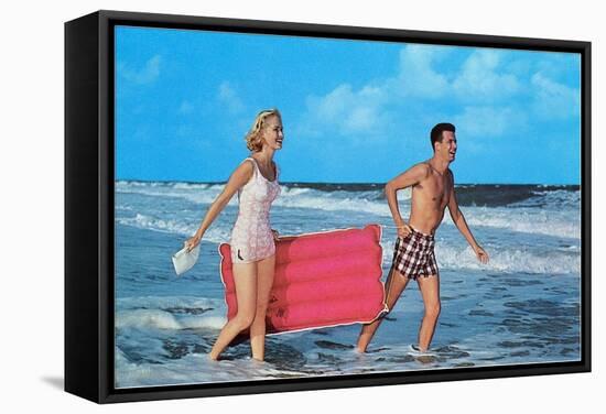 Couple with Toy Raft-null-Framed Stretched Canvas