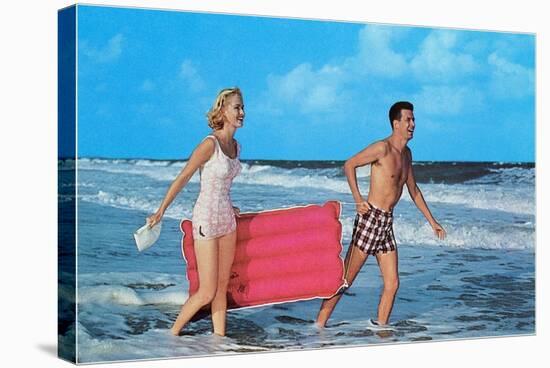 Couple with Toy Raft-null-Stretched Canvas