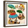 "Couples at the beach", August 2, 1952-George Hughes-Framed Giclee Print